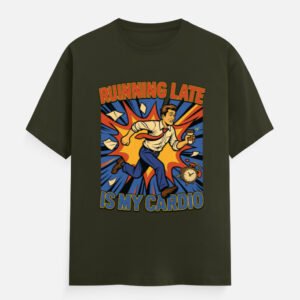 Running Late Tshirt Olive Green